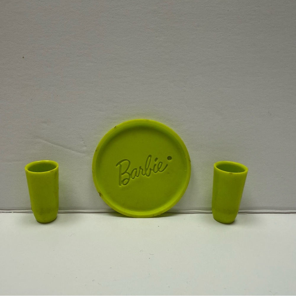 Vintage Barbie Doll Go Together Lime Green Tumblers Tray 1960's
